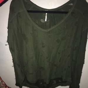 green free people distressed sweater
